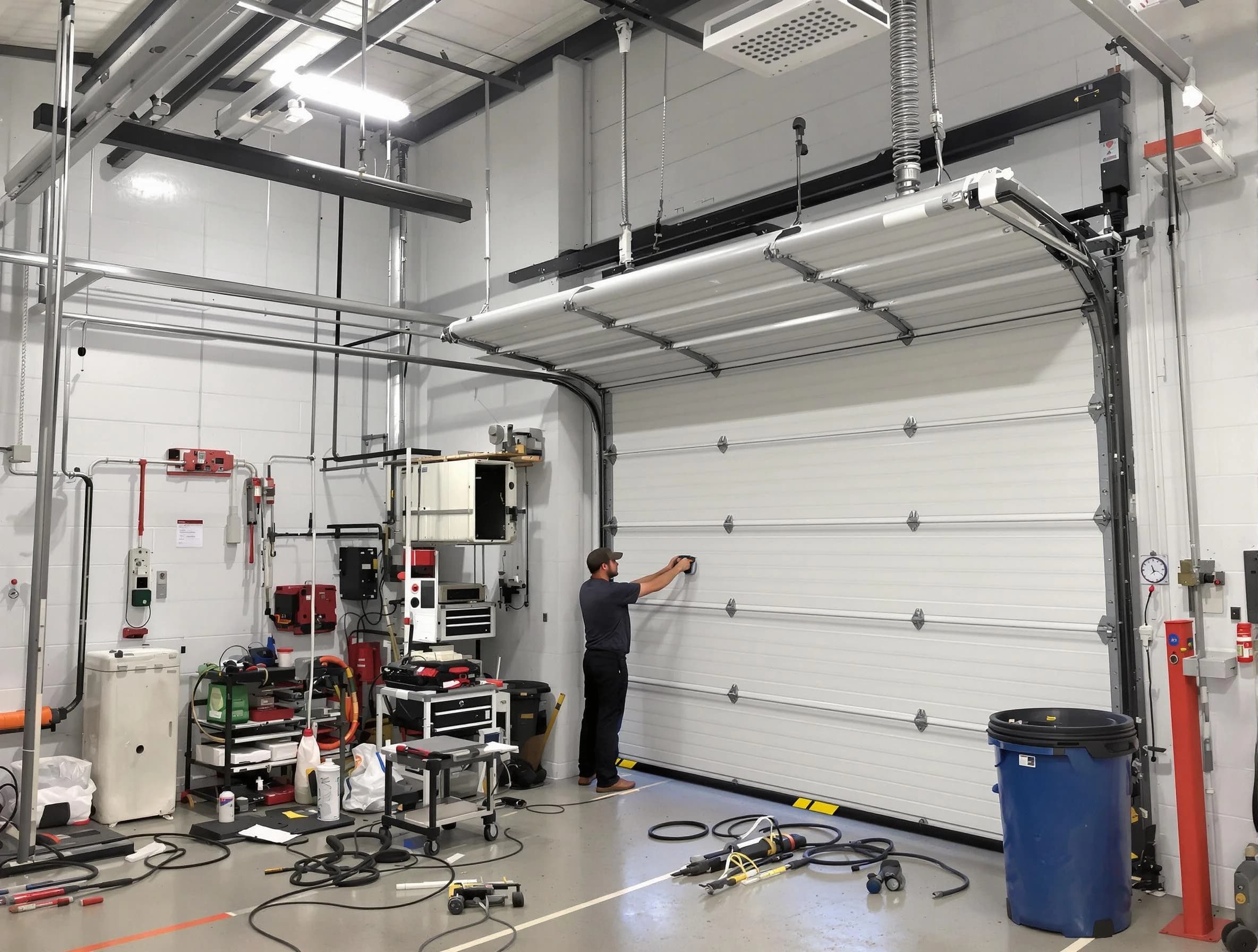 Emporia Garage Door Repair certified technician performing commercial door repair at a Emporia business facility