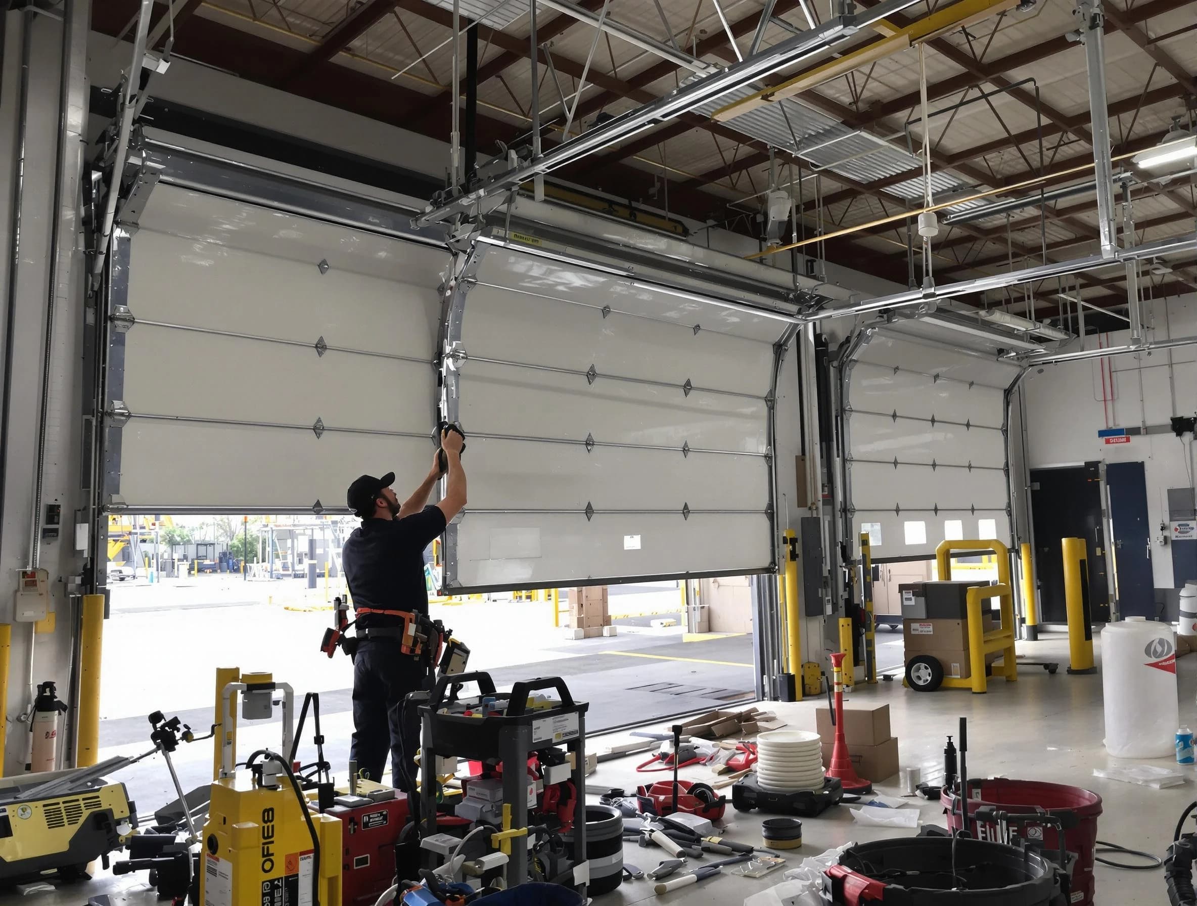Emporia Garage Door Repair technician performing commercial garage door repair in Emporia