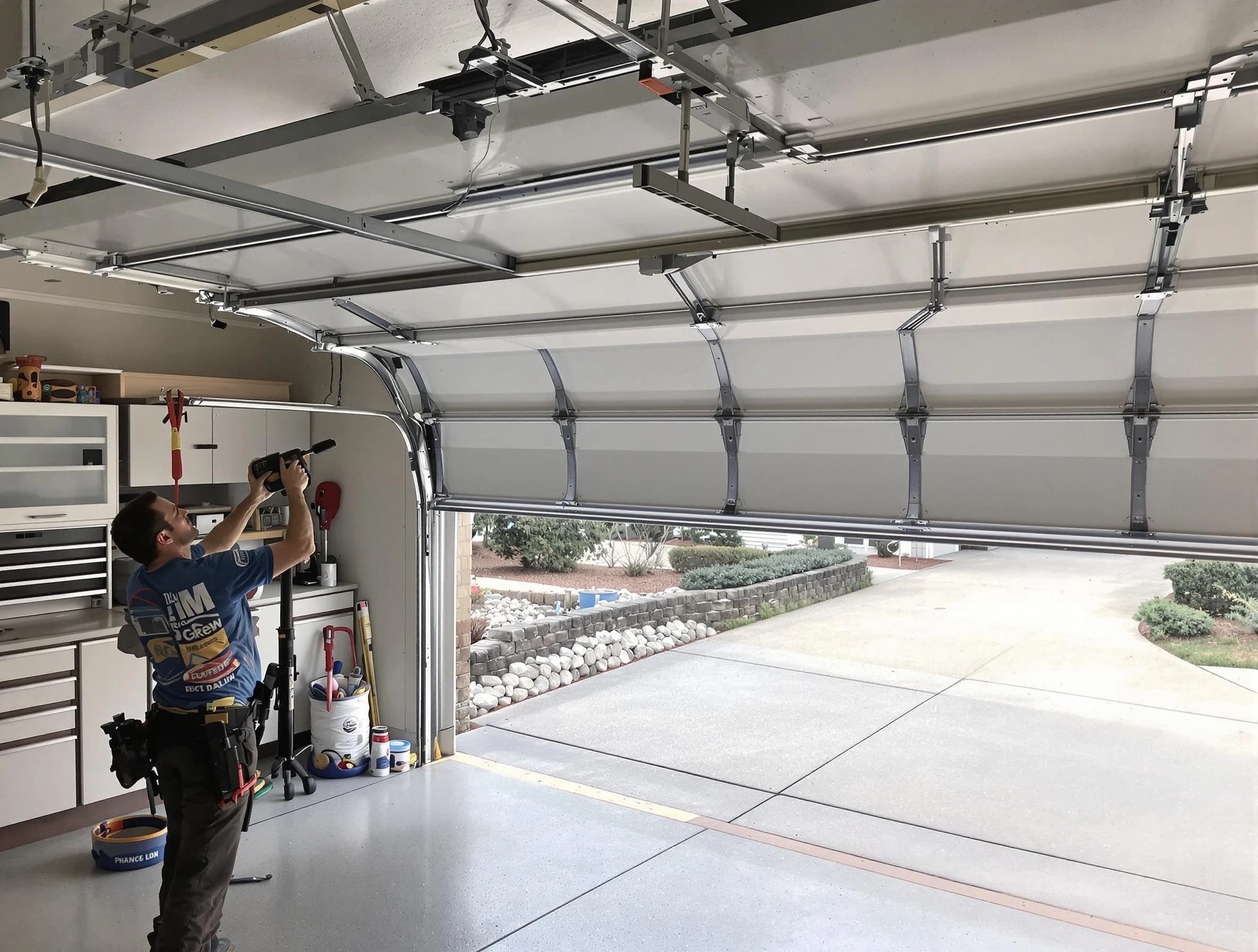 Garage door track repair service by Emporia Garage Door Repair in Emporia