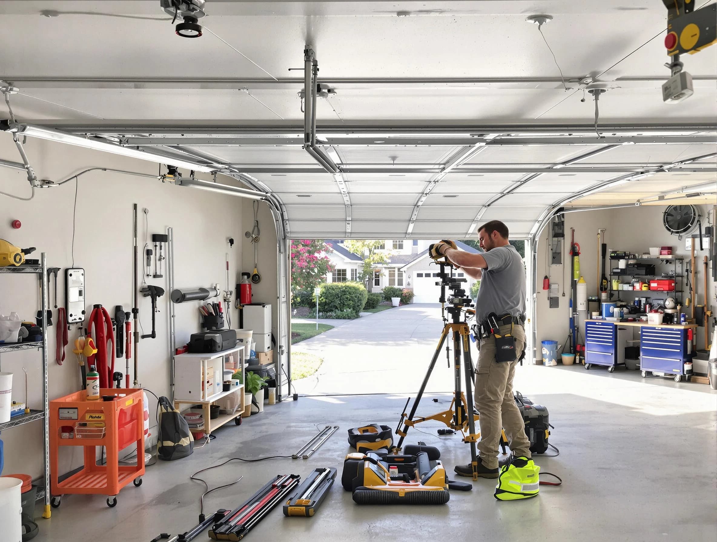 Emporia Garage Door Repair specialist performing laser-guided track alignment in Emporia