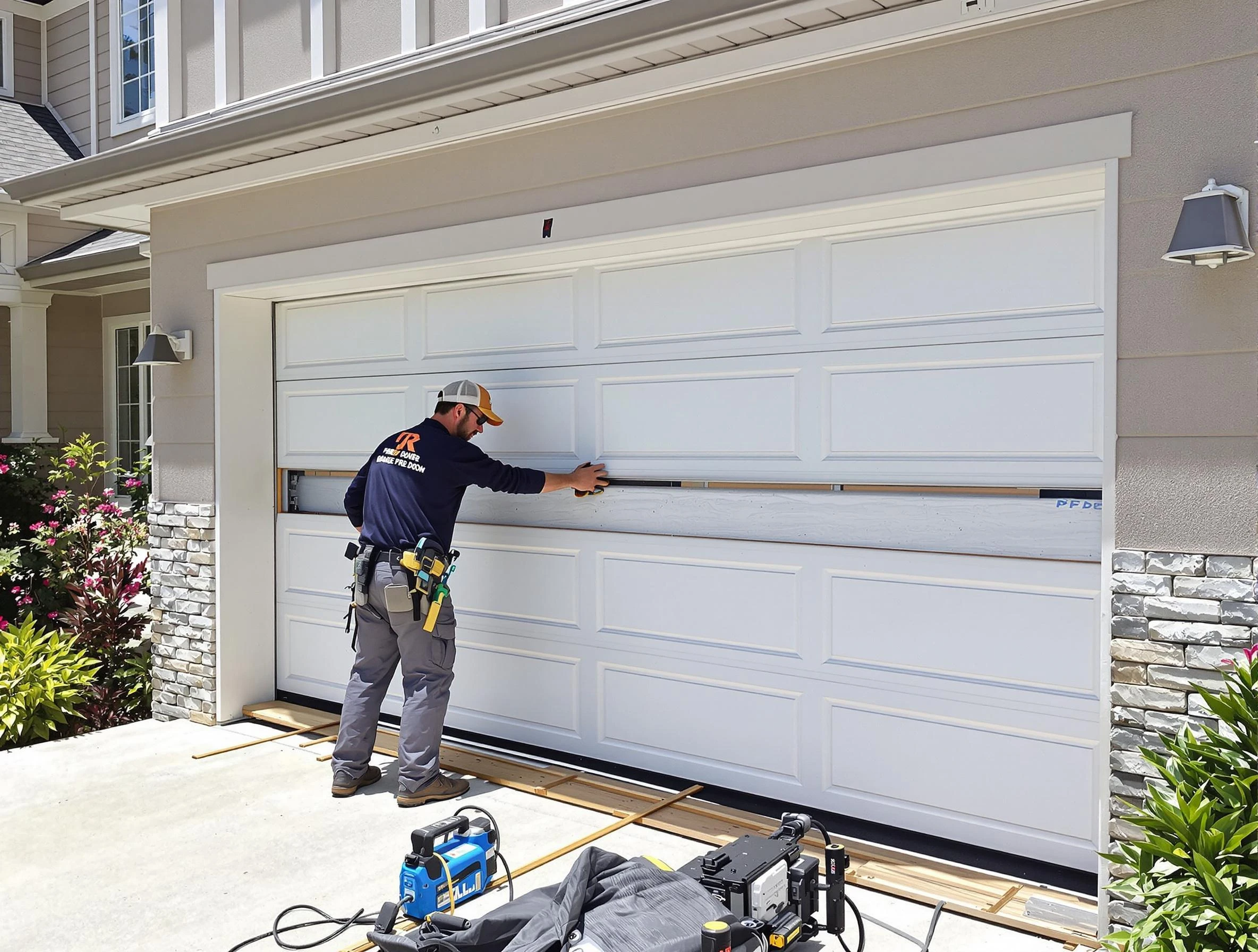 Emporia Garage Door Repair team performing complete garage door replacement at Emporia residence