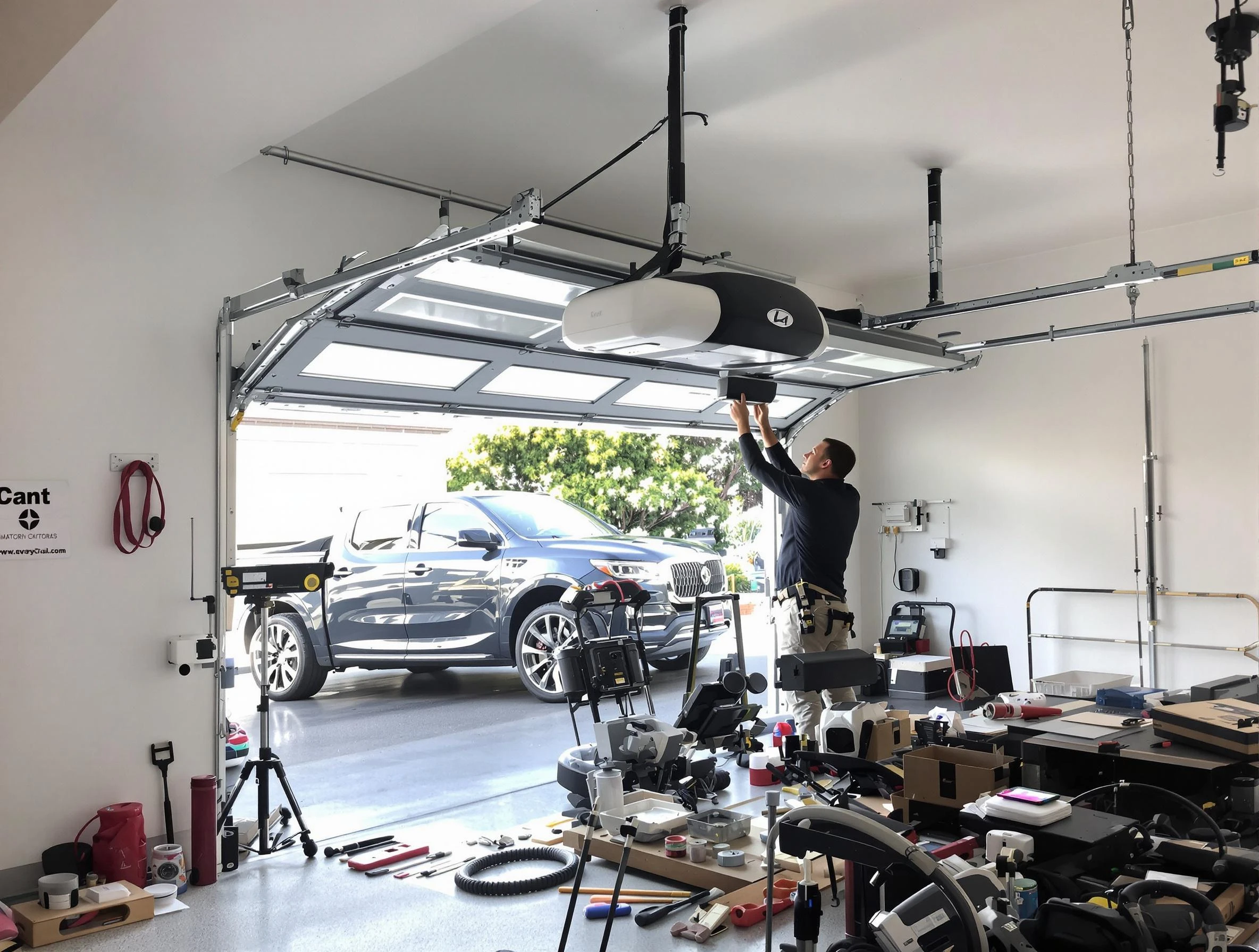 Emporia Garage Door Repair specialist installing smart garage door opener system in Emporia home