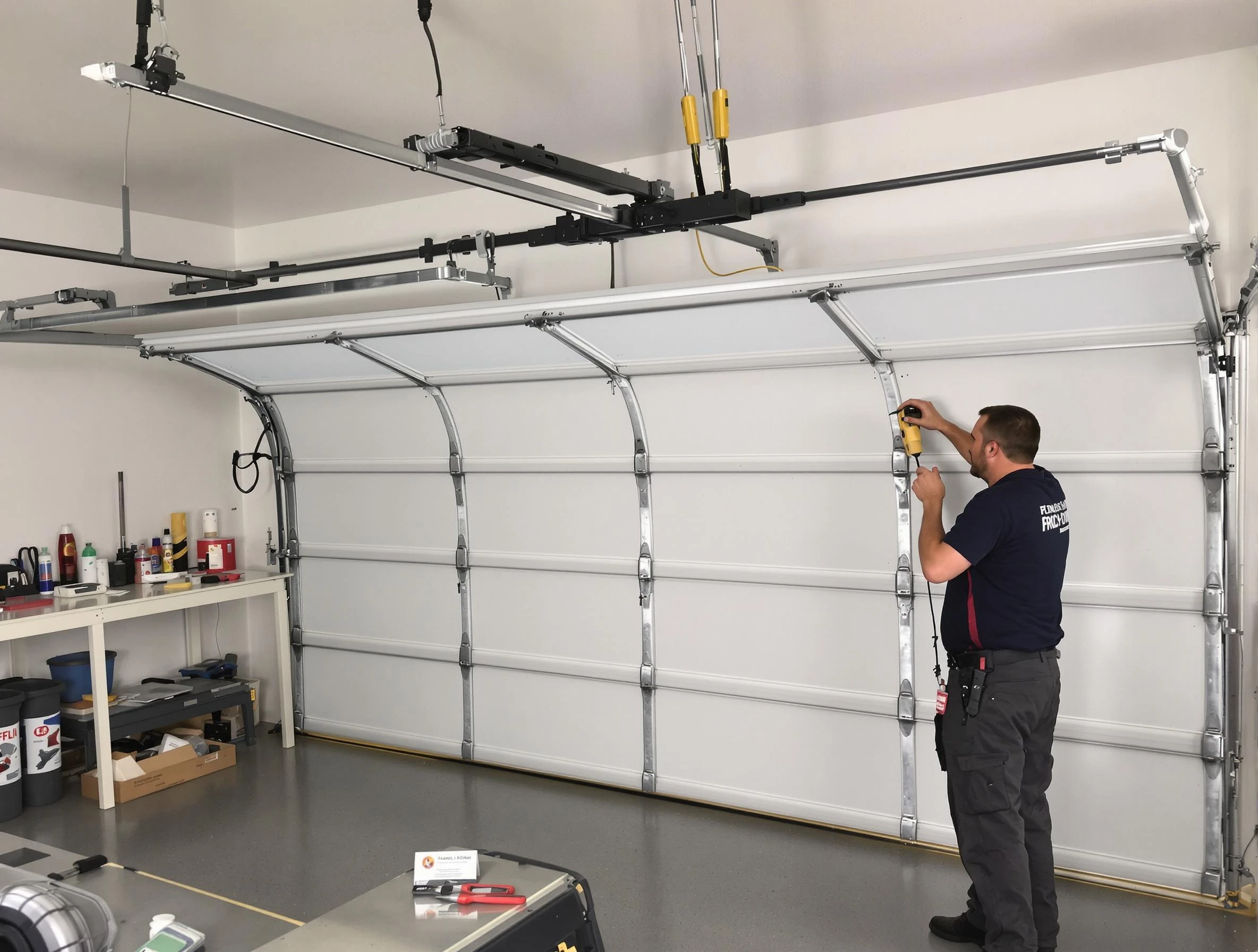 Emporia Garage Door Repair certified technician performing overhead door system repair in Emporia