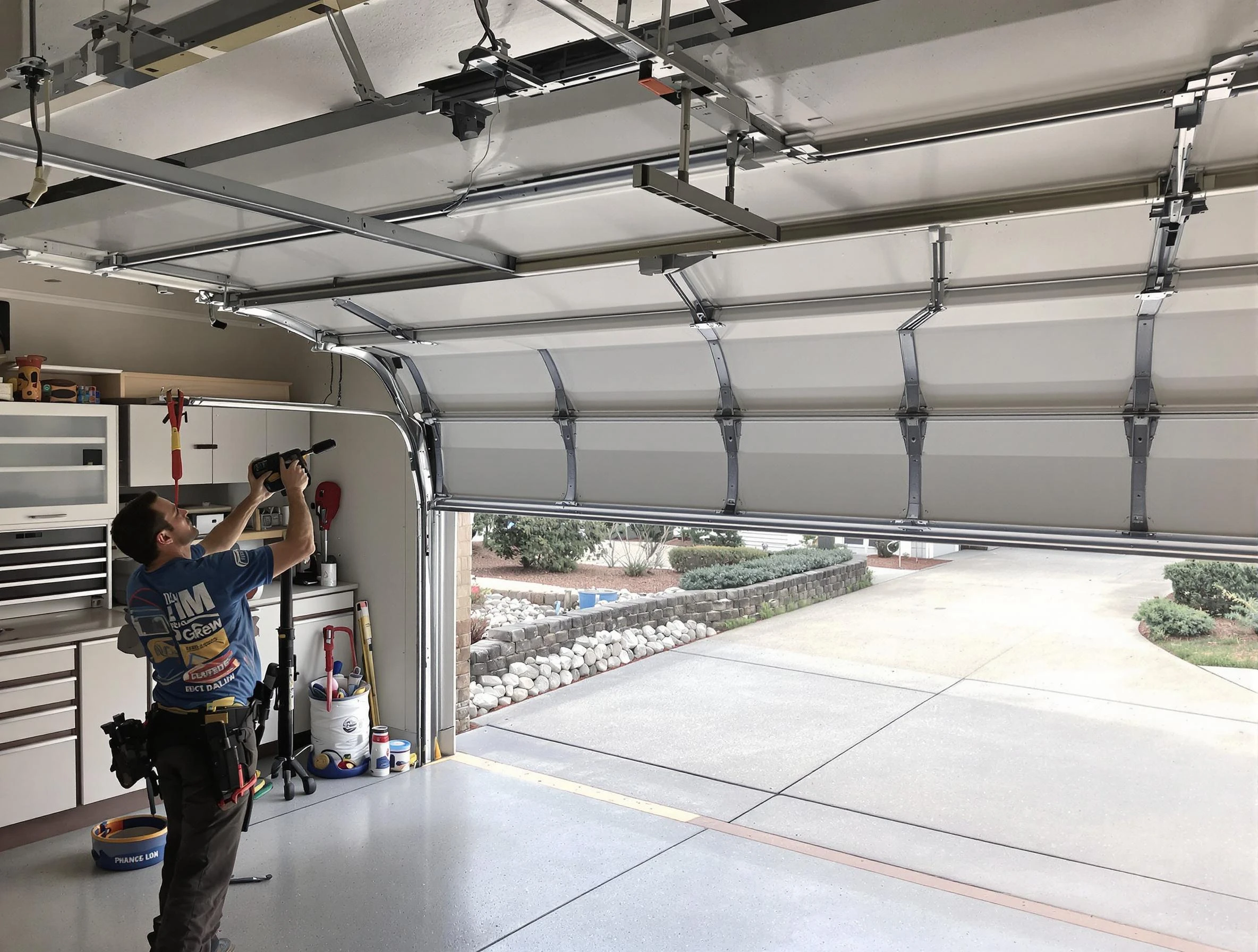 Garage door track repair service by Emporia Garage Door Repair in Emporia